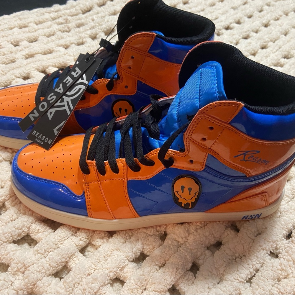Reason Blue and Orange High-Top Sneakers